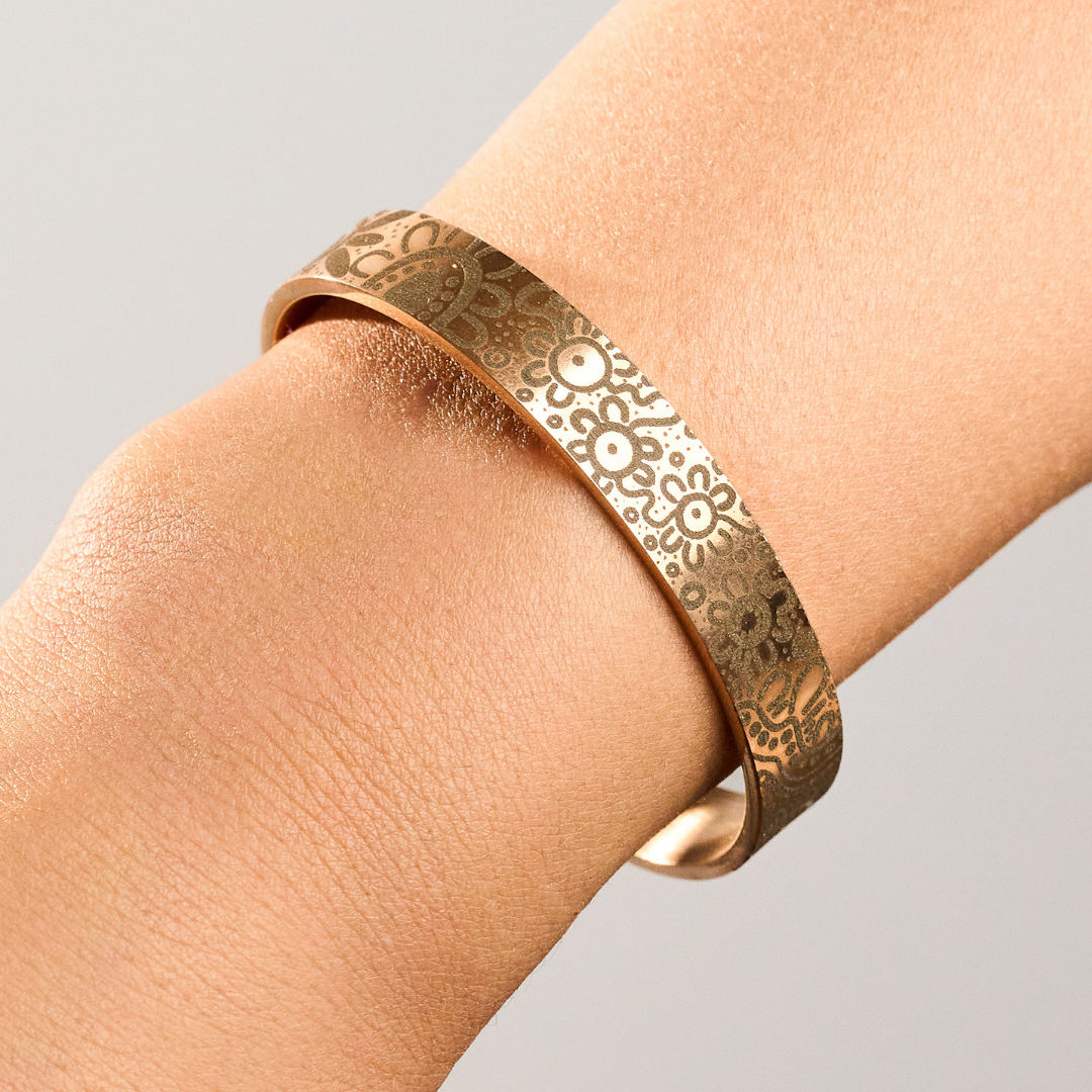 Rose Gold Aboriginal Art Cuff Bangle