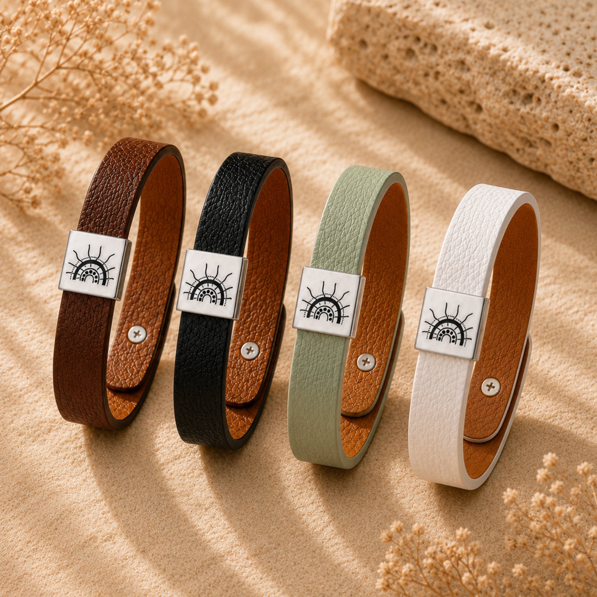 Brown black mint green and white Story Bracelet colours