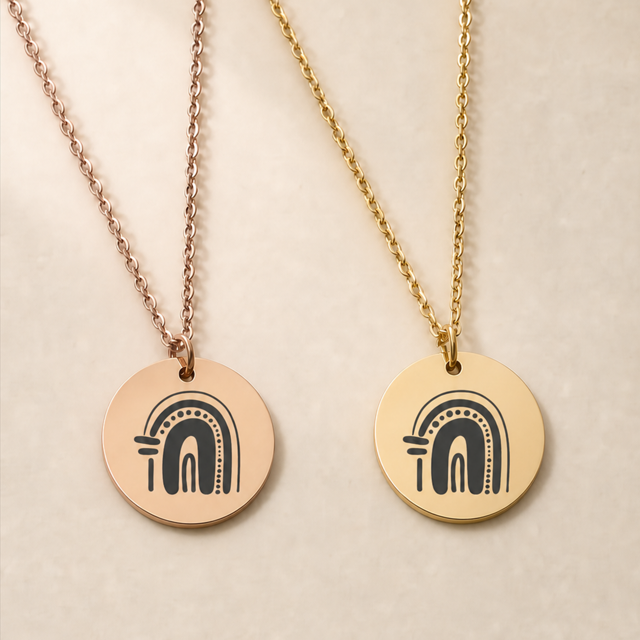 Gabarli Grandmother Aboriginal Art necklace in gold and rose gold