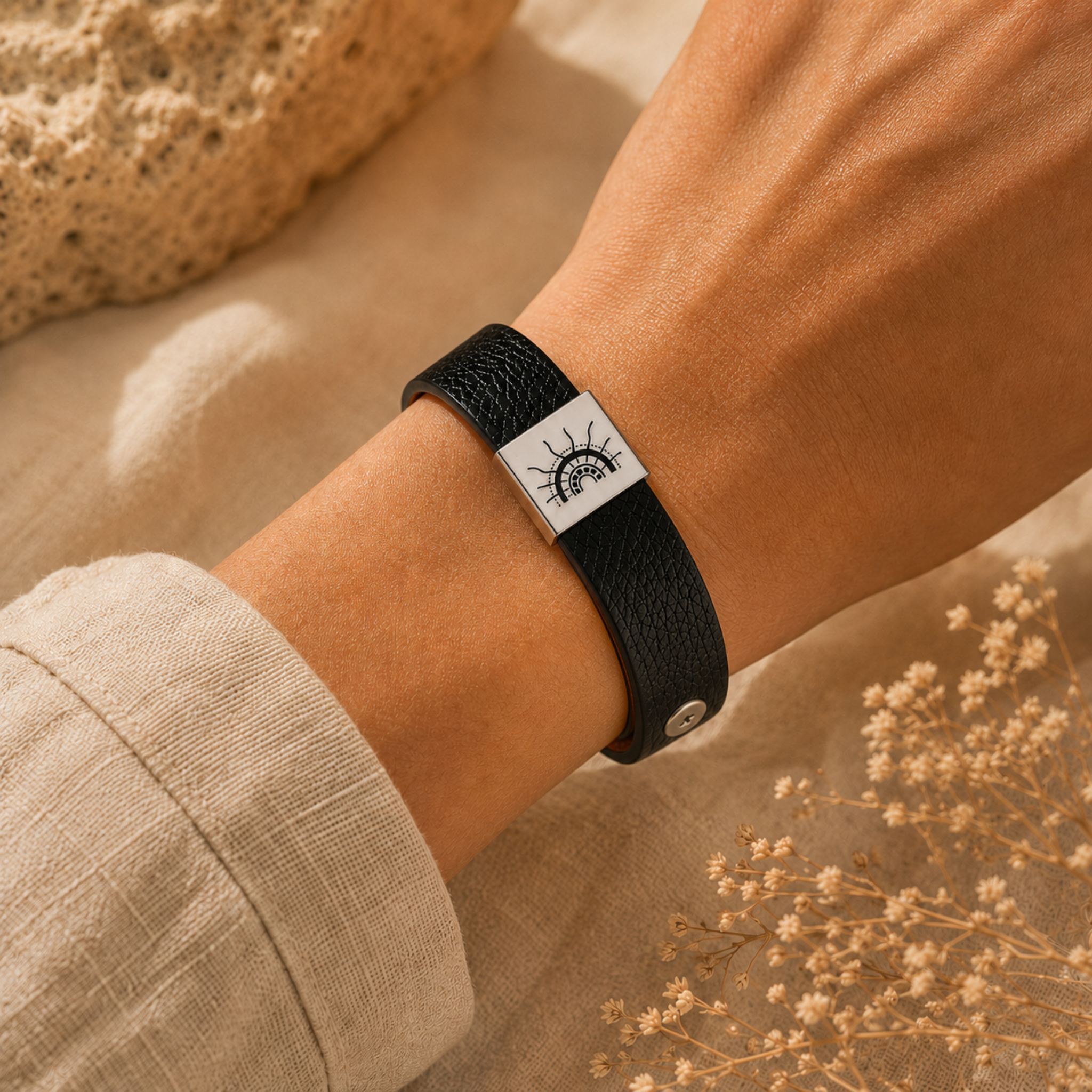 Story Bracelet worn on the wrist