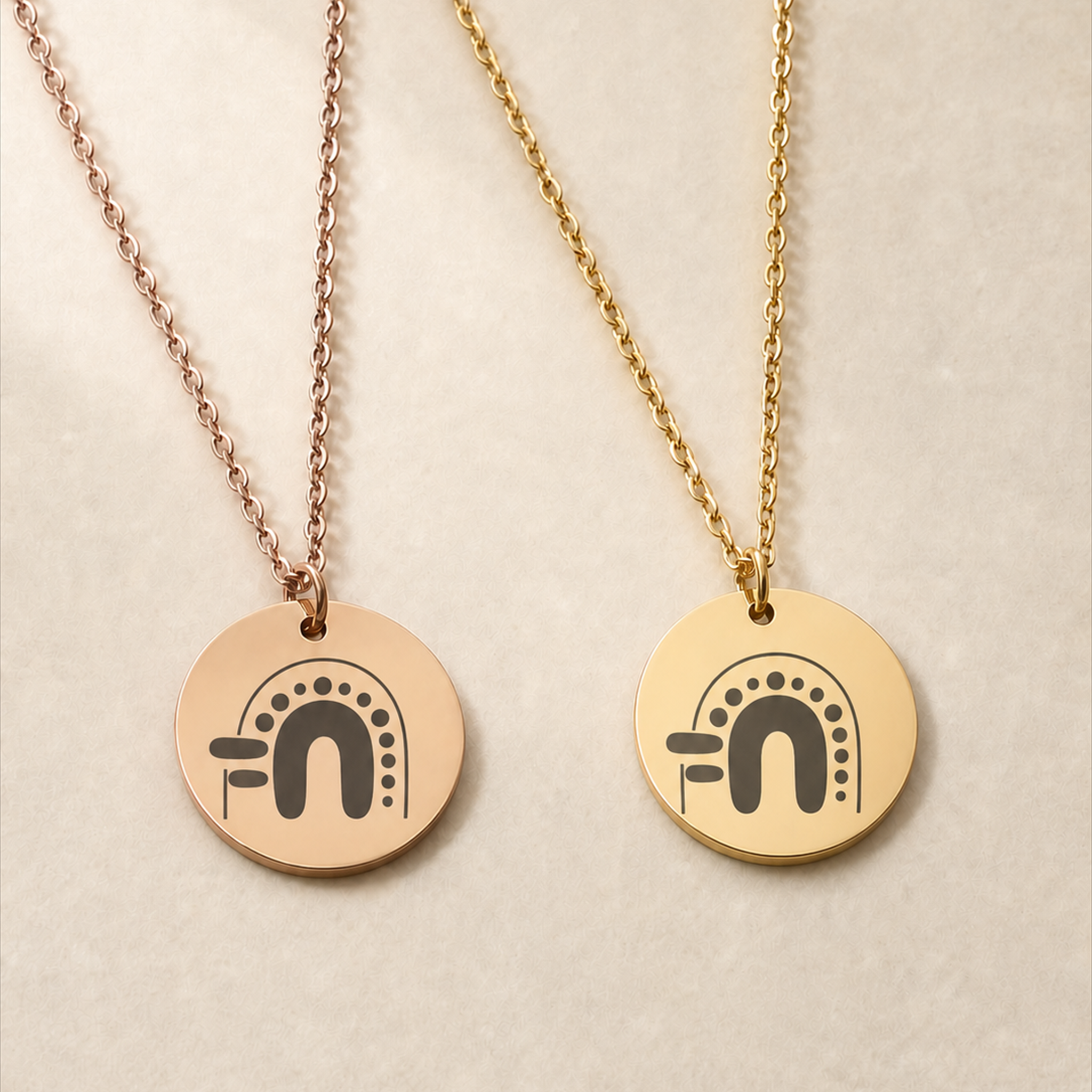 Urndal Daughter Aboriginal Art necklace in gold and rose gold