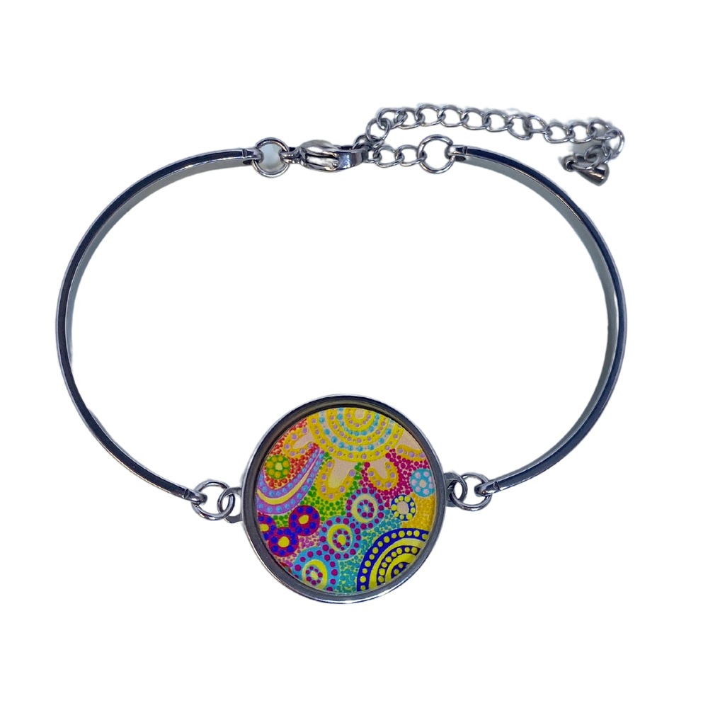 Stainless Steel 'Family Gathering Colourful' Bracelet- Acrylic