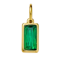 18K Gold Charms - Rectangle Green Stone