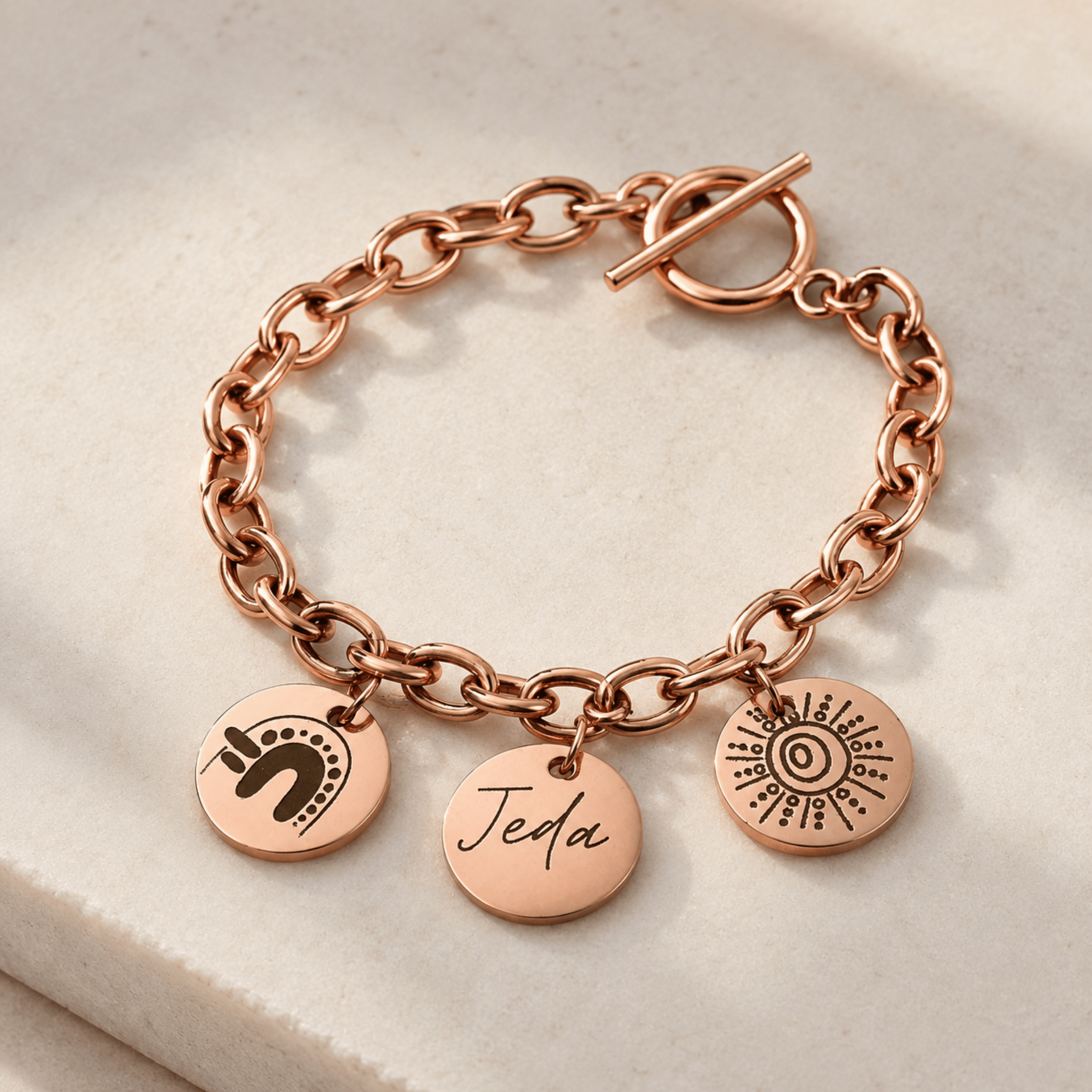 Rose gold-plated custom charm bracelet